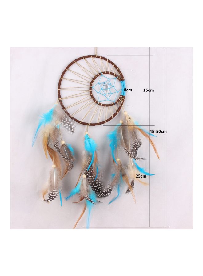 Decorative Hand Woven Dream Catcher Brown/Blue/Grey 50cm - Image 2