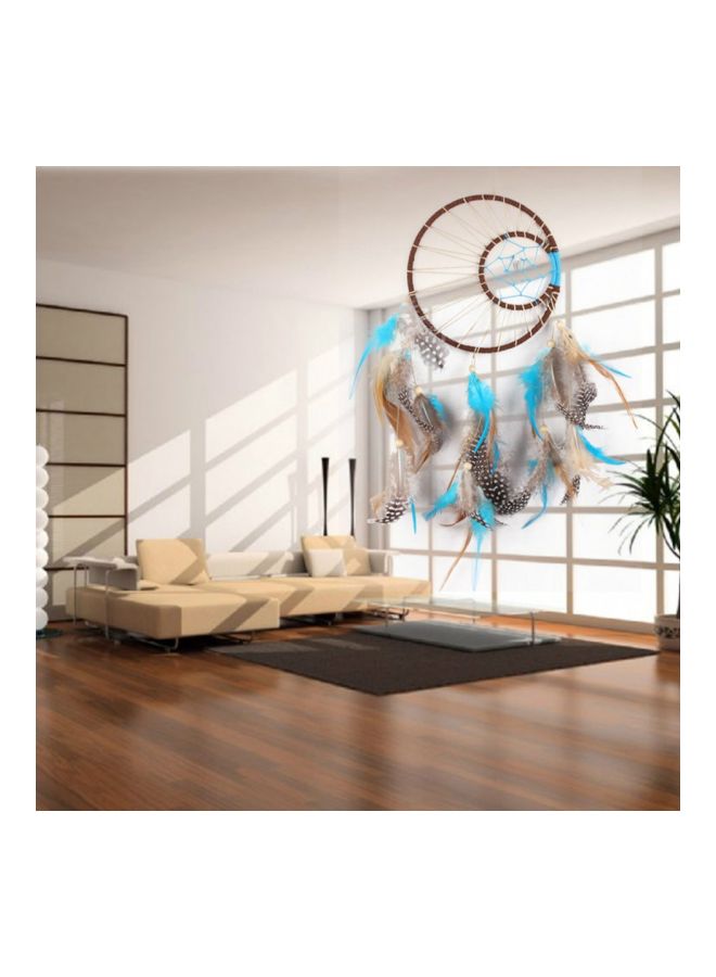 Decorative Hand Woven Dream Catcher Brown/Blue/Grey 50cm - Image 3