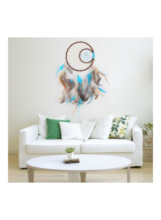 Decorative Hand Woven Dream Catcher Brown/Blue/Grey 50cm - Image 4