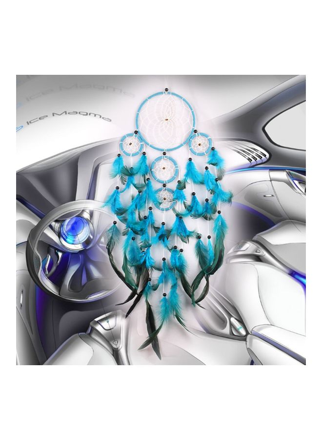 Decorative Hand Woven Dream Catcher Blue/Black/White 60cm  - Image 4