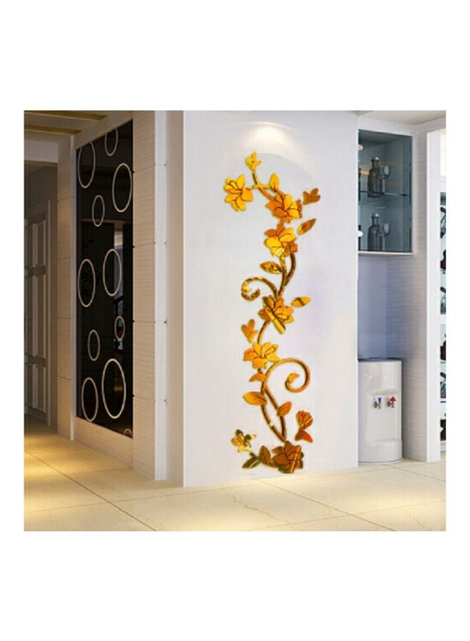 ملصق جداري مضاد للماء بتصميم زهور ثلاثية الأبعاد ذهبي داكن 80x24سم - Image 1