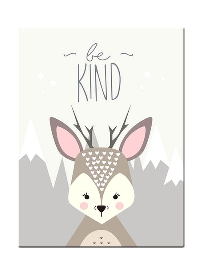 لوحة فنية لديكور الحائط مطبوع عليها عبارة "Be Kind Owl" رمادي/بني/وردي 40x50سم