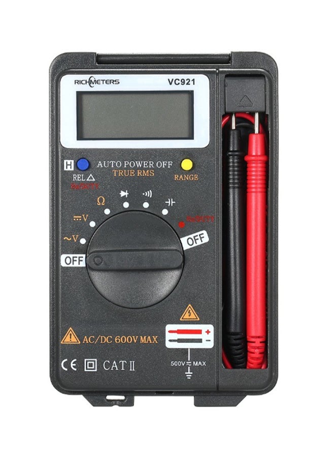 RICHMETERS - Handheld Mini Digital Multimeter Black/Red 125 x 80 x 19.5mm - Image 1