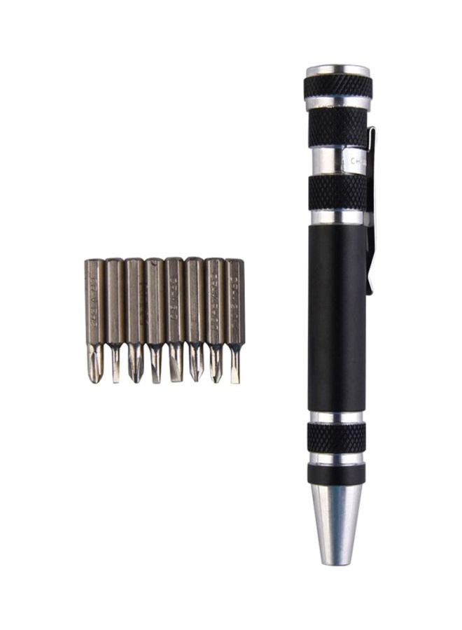 Multifunctional Screwdriver With Replaceable Heads Black/Silver  - Image 1