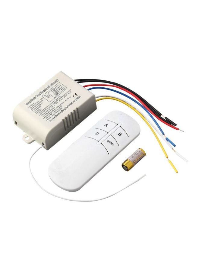 مفتاح RF لاسلكي ب3 اتجاهات مع جهاز تحكم عن بعد أبيض - Image 1