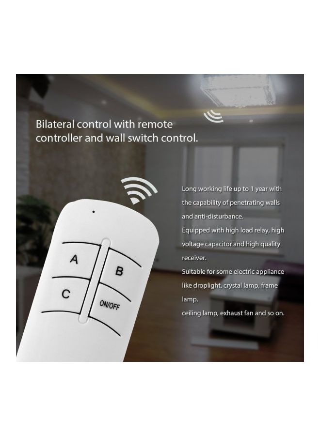 مفتاح RF لاسلكي ب3 اتجاهات مع جهاز تحكم عن بعد أبيض - Image 4