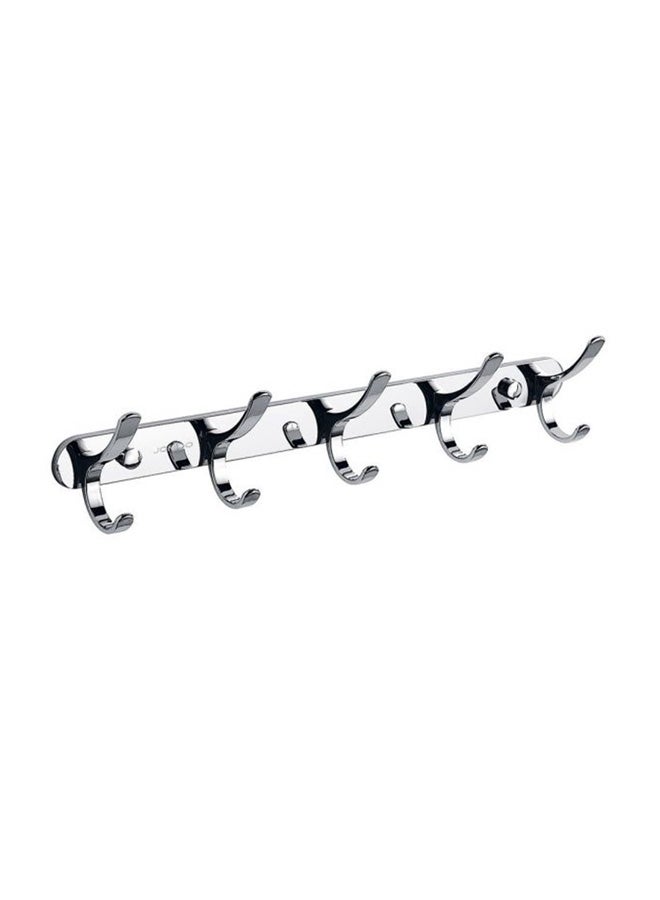 JOMOO 14 Inch Chrome Decorative Hooks For Hanging Coats On Walls, Entryway Hooks For Towels, Clothes, Coat Rack With 5 Hangers,Wall Mounted silver 61centimeter - Image 1