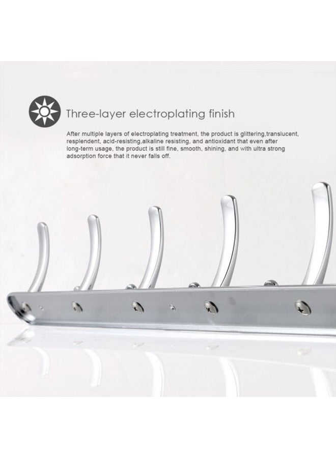 JOMOO 14 Inch Chrome Decorative Hooks For Hanging Coats On Walls, Entryway Hooks For Towels, Clothes, Coat Rack With 5 Hangers,Wall Mounted silver 61centimeter - Image 4