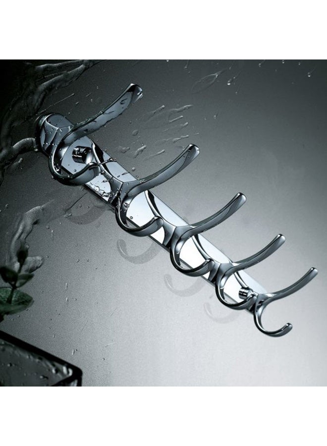 JOMOO 14 Inch Chrome Decorative Hooks For Hanging Coats On Walls, Entryway Hooks For Towels, Clothes, Coat Rack With 5 Hangers,Wall Mounted silver 61centimeter - Image 2