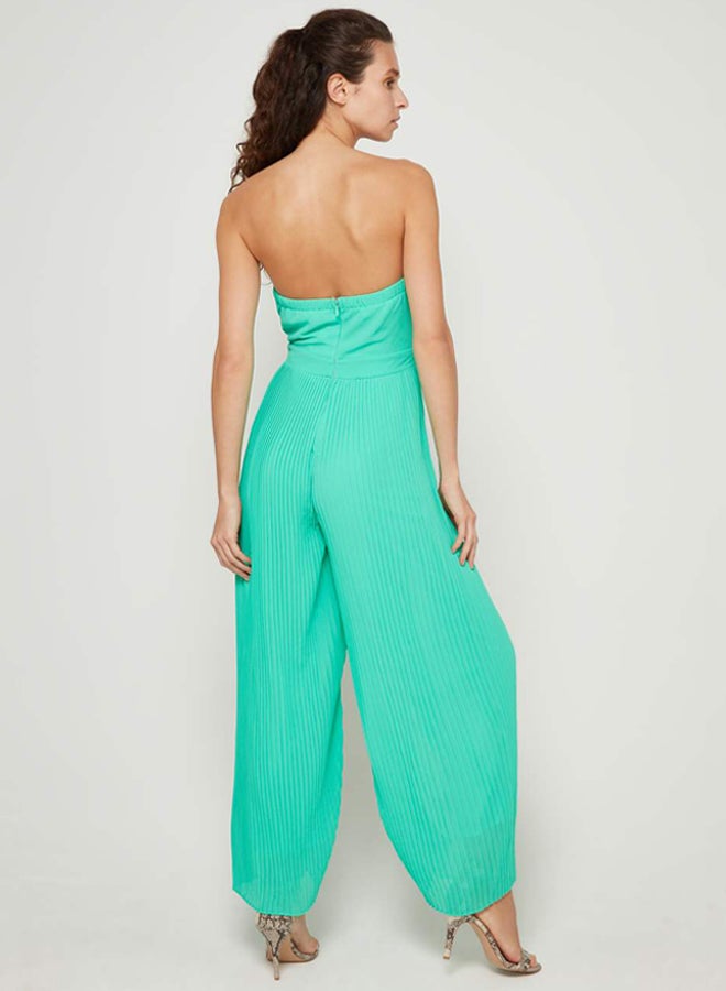 tfnc LONDON - Diray Off-Shoulder Pleated Jumpsuit Green - Image 1