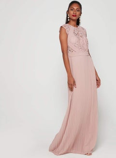 Naja Lace Embroidered Detail Dress Mauve