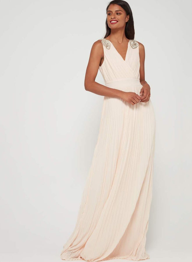 tfnc LONDON - Valentina V-Neck Embellished Dress Ivory - Image 1