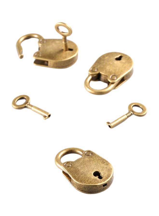 3-Piece Vintage Padlock With Key Set Antique Bronze Plated 3.7x2.2x0.6cm  - Image 1