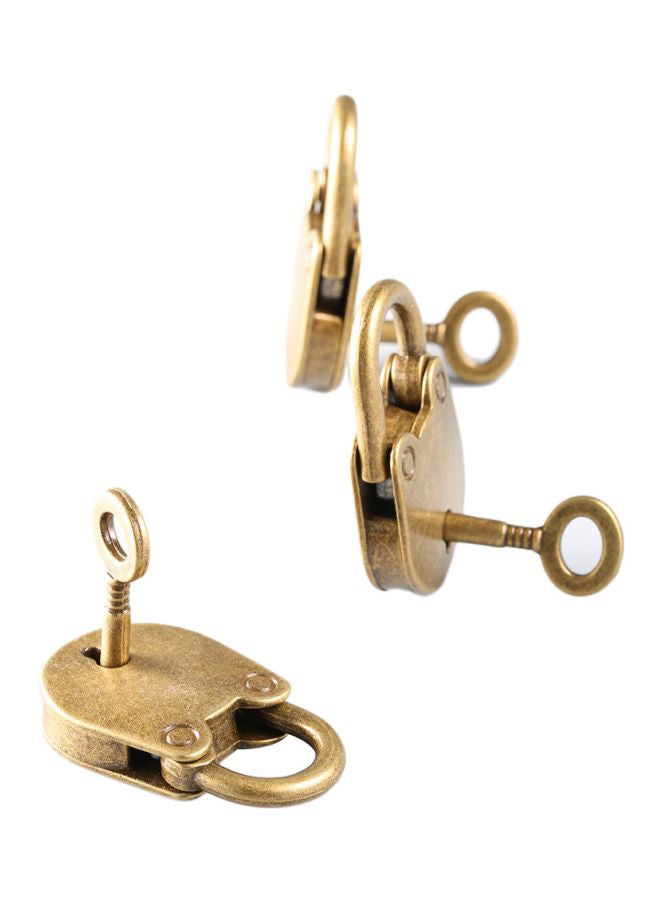 3-Piece Vintage Padlock With Key Set Antique Bronze Plated 3.7x2.2x0.6cm  - Image 2
