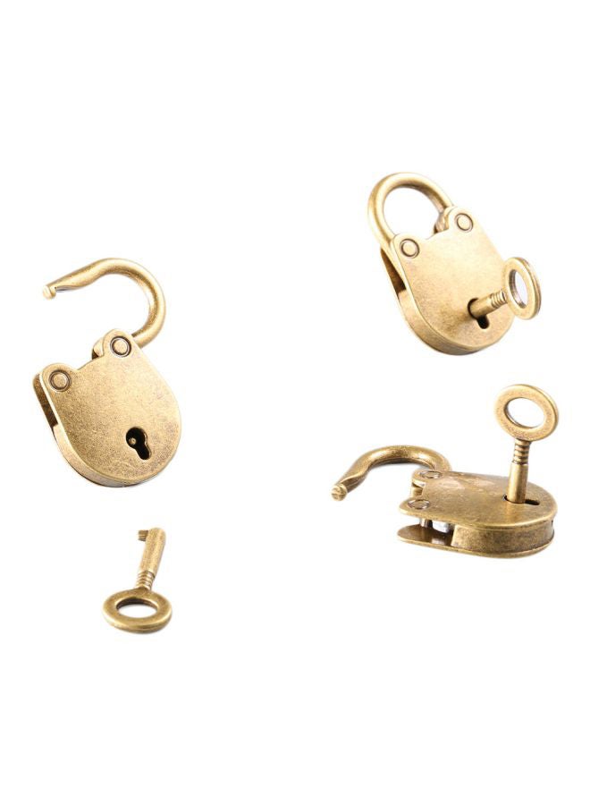 3-Piece Vintage Padlock With Key Set Antique Bronze Plated 3.7x2.2x0.6cm  - Image 3