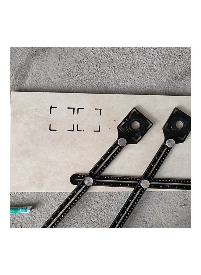 Double Head Folding Ruler Tile Hole Locator Black/Silver 45.5x36centimeter  - Image 3