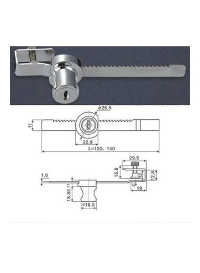 Sliding Glass Door Window Lock With Keys Silver 150x22x33mm - Image 2