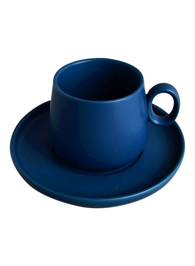 Ceramic Cup With Saucer Blue 11.5x7.3x7.6cm - Image 1