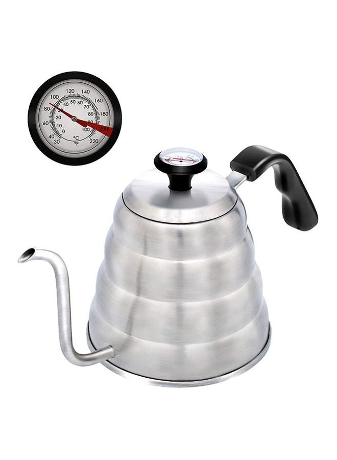 DROHOEY Drip Kettle With Thermometer Silver/Black/Red 1Liters 