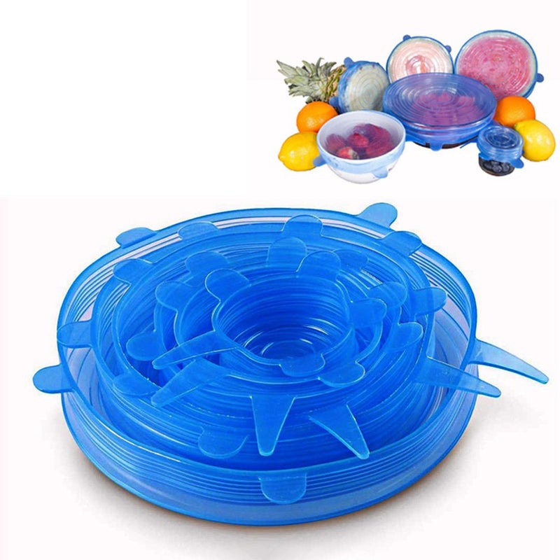 6-Piece Silicone Food Cover Blue  - Image 5