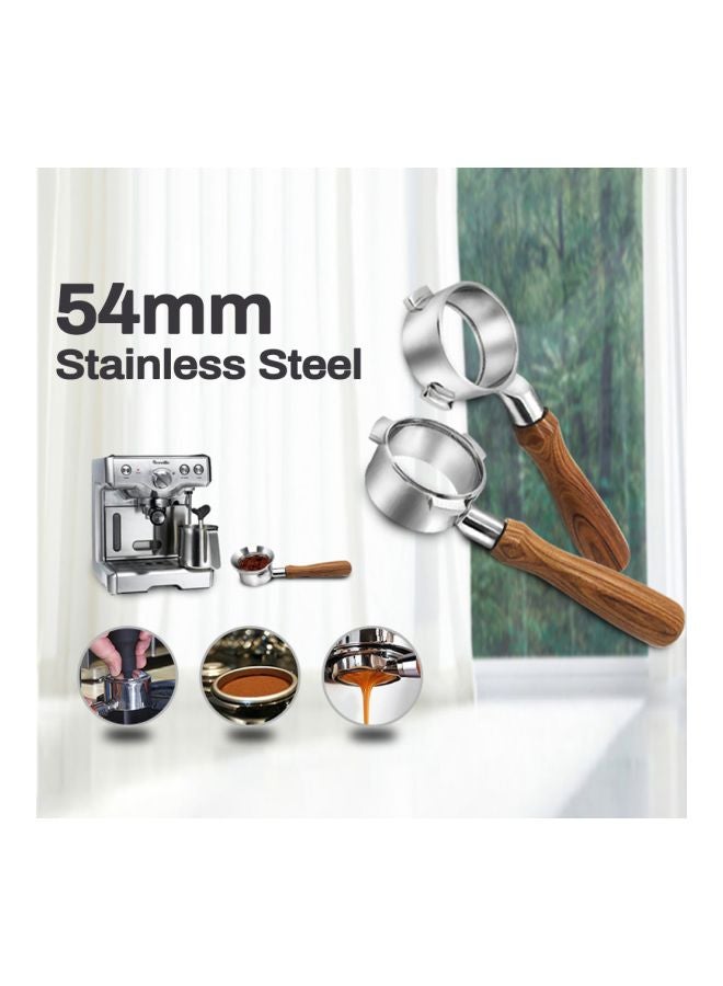 Stainless Steel Coffee Bottomless Portafilter Brown/Silver 54mm - Image 2
