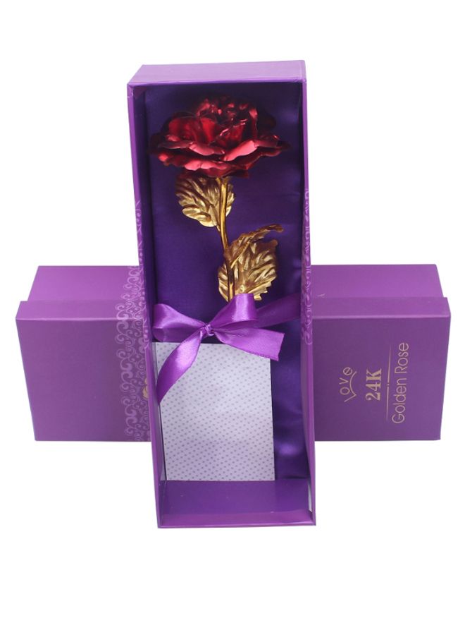 Fake Rose Flower Golden Foil With Gift Box Red/Gold - Image 1