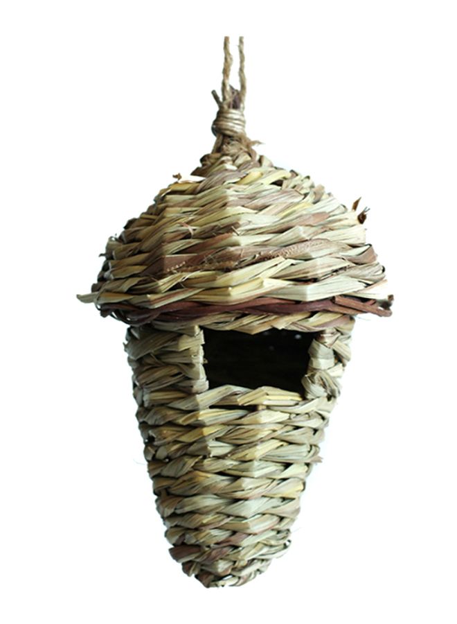Generic Bird Nest Hut Cage Hanging Birdhouses For Resting Place Brown 9.44 x 5.11inch - Image 1