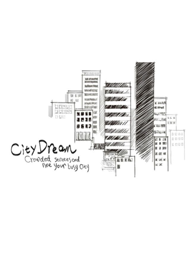 City Building Wall Sticker Black/White 74x110cm  - Image 1