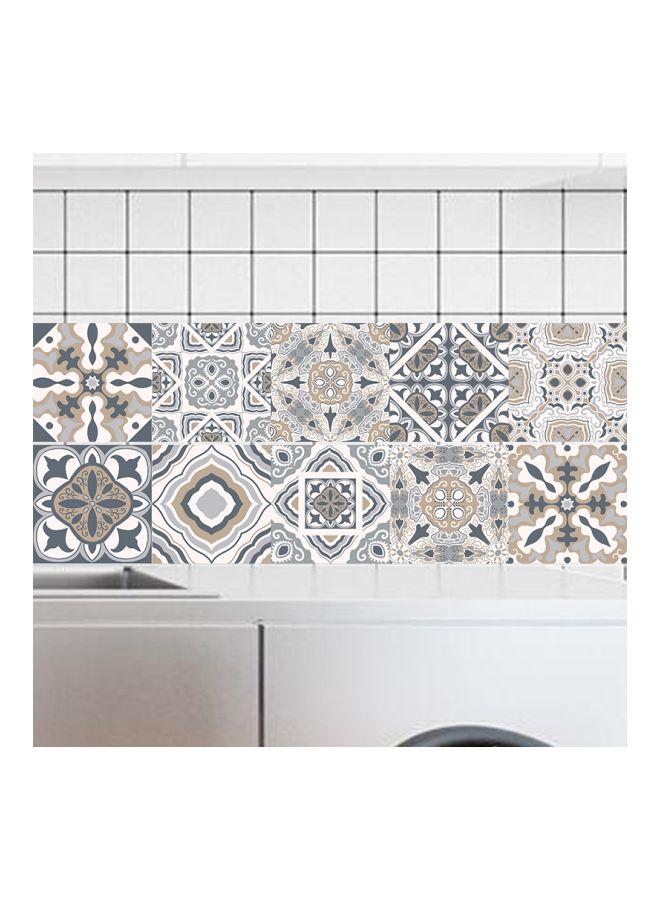 مجموعة ملصقات بتصميم بلاط كلاسيكي من قطعتين متعدد الألوان 20x5x5سم - Image 3