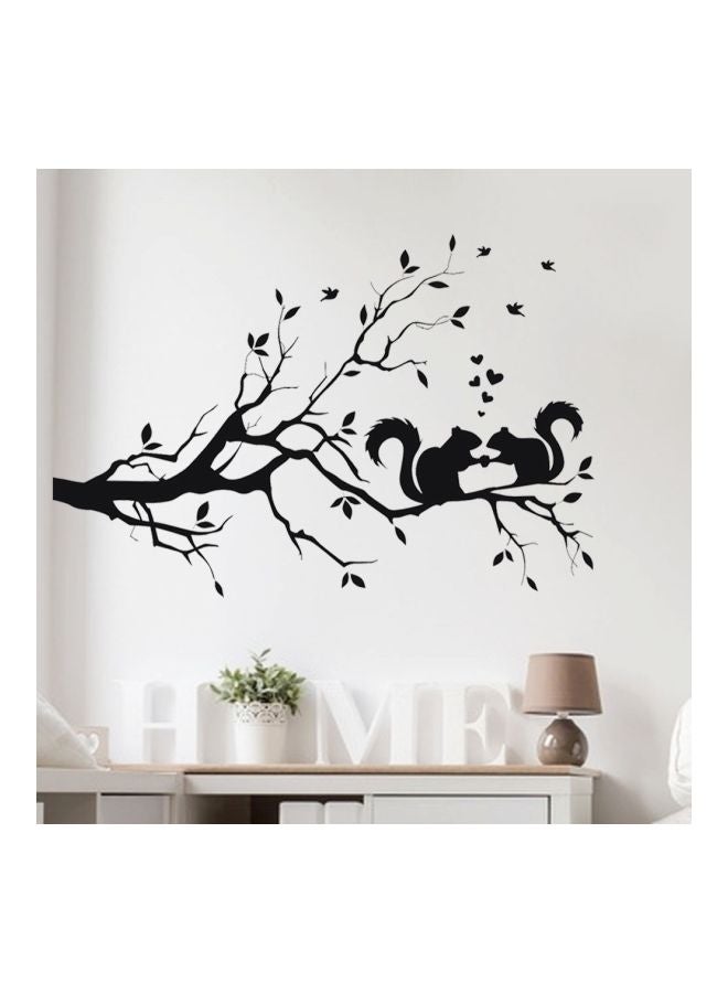Squirrel Twig Decoration Wall Sticker Black 57x38cm - Image 1