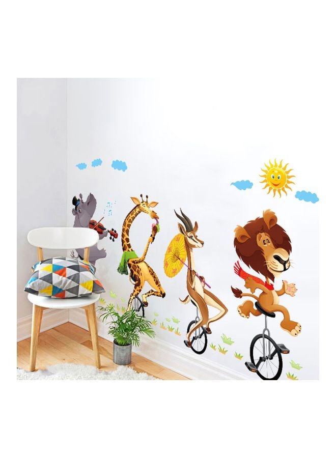 ملصق جداري بتصميم حيوانات أصفر/ أزرق/ بني 60x90سم - Image 4