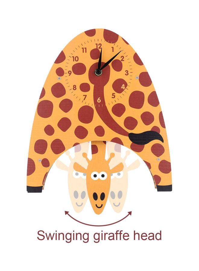 TOOARTS Cartoon Giraffe Shaped Wall Clock Yellow/Brown 26.5x5.5x31.5cm  - Image 2