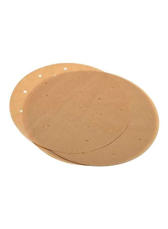 100-Piece Disposable Silicone Baking Paper Set Beige 8inch  - Image 1