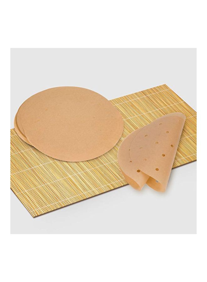 100-Piece Disposable Silicone Baking Paper Set Beige 8inch  - Image 5