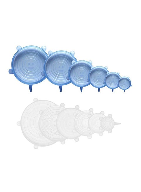 6-Piece Silicone Stretchable Lids Blue Extra Large Lid 8.1, Medium Large Lid 6.5, Large Lid 5.7, Small Lid 4.5, Medium Small Lid 3.8, Extra Small Lid 2.6inch