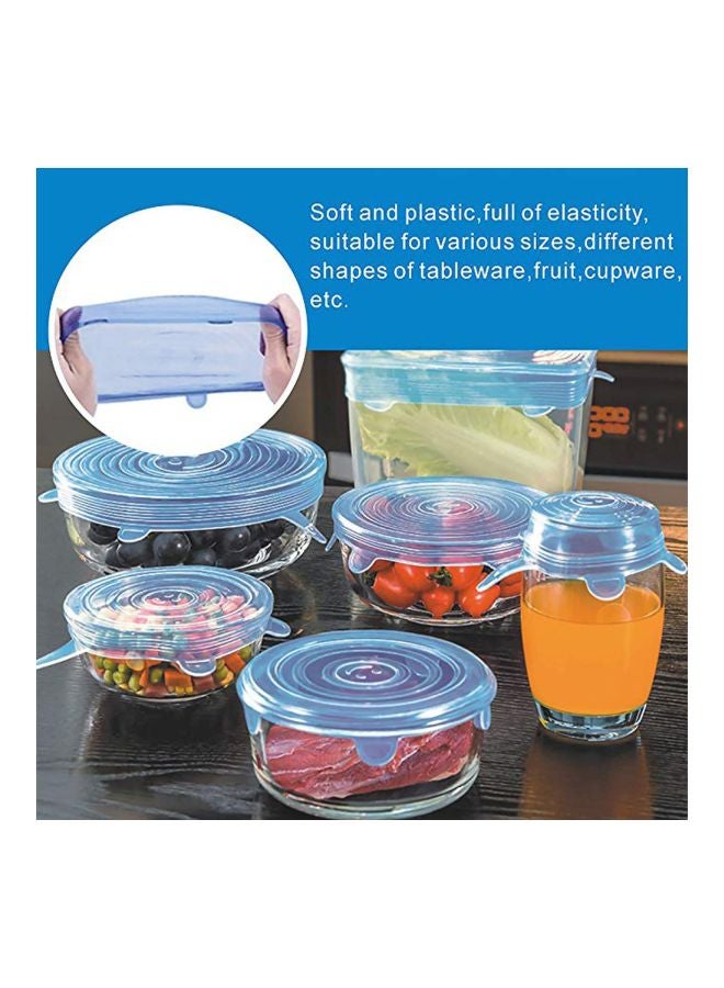 6-Piece Silicone Stretchable Lids Blue Extra Large Lid 8.1, Medium Large Lid 6.5, Large Lid 5.7, Small Lid 4.5, Medium Small Lid 3.8, Extra Small Lid 2.6inch