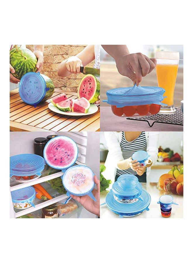 6-Piece Silicone Stretchable Lids Blue Extra Large Lid 8.1, Medium Large Lid 6.5, Large Lid 5.7, Small Lid 4.5, Medium Small Lid 3.8, Extra Small Lid 2.6inch