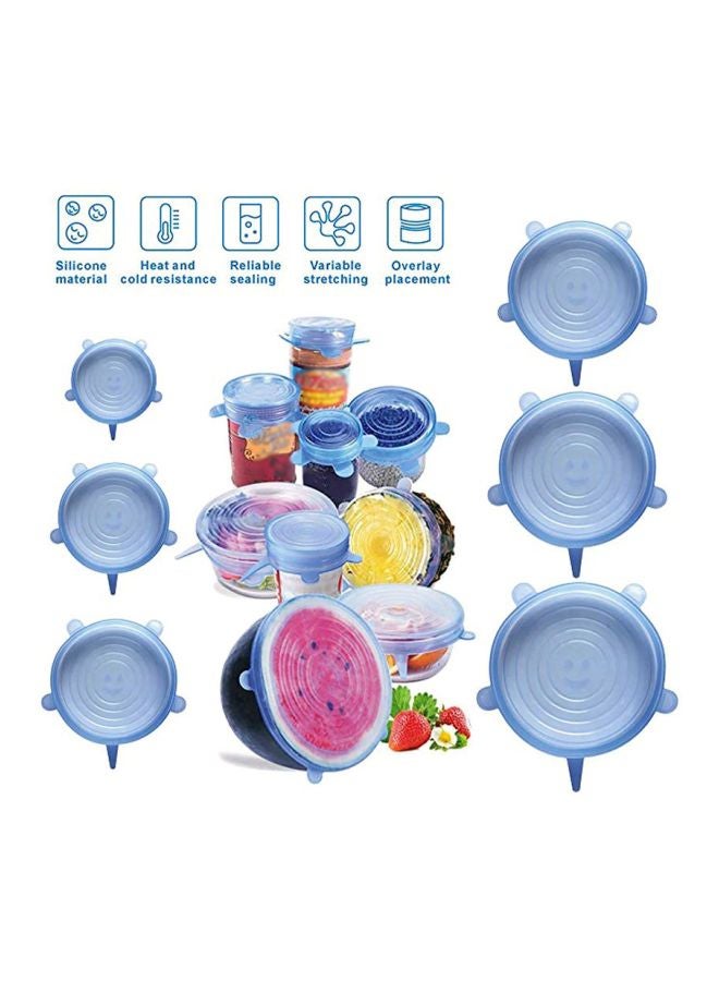 6-Piece Silicone Stretchable Lids Blue Extra Large Lid 8.1, Medium Large Lid 6.5, Large Lid 5.7, Small Lid 4.5, Medium Small Lid 3.8, Extra Small Lid 2.6inch
