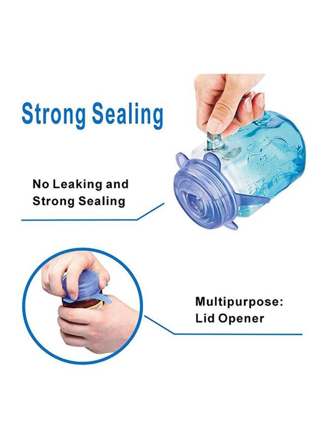 6-Piece Silicone Stretchable Lids Blue Extra Large Lid 8.1, Medium Large Lid 6.5, Large Lid 5.7, Small Lid 4.5, Medium Small Lid 3.8, Extra Small Lid 2.6inch