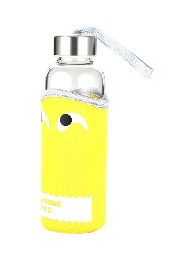 Borosilicate Glass Bottle With Cover Yellow/Steel 350ml - Image 2