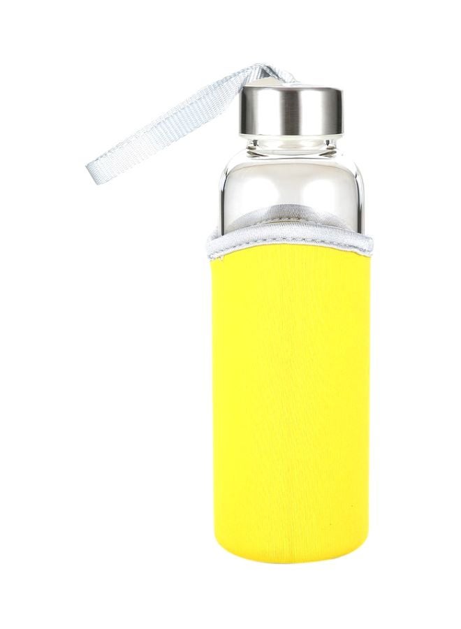 Borosilicate Glass Bottle With Cover Yellow/Steel 350ml - Image 3