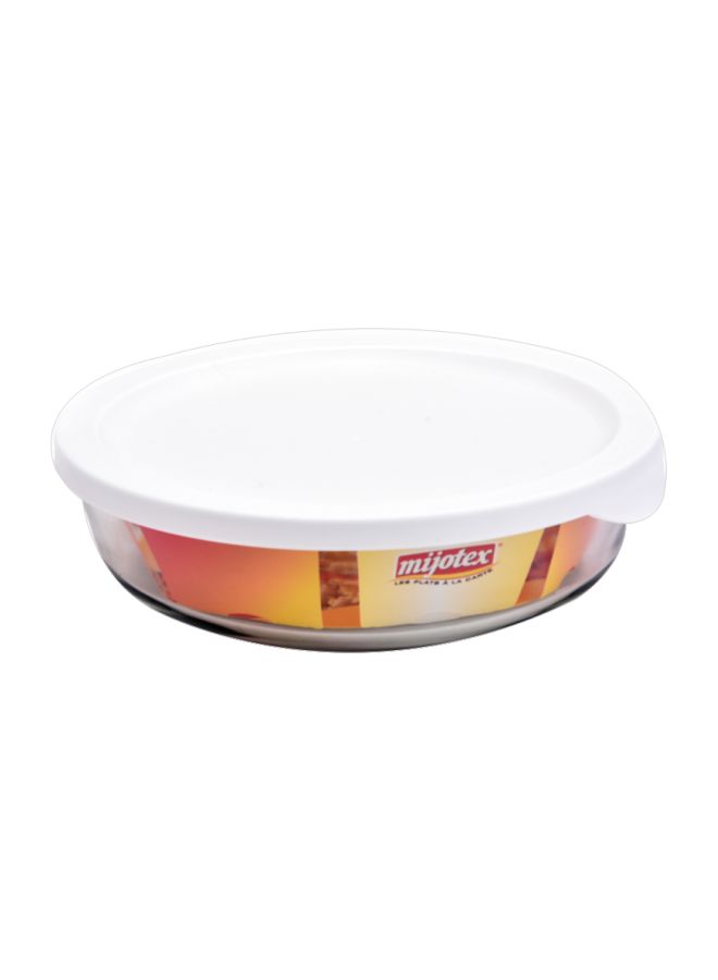 MIJOTEX Round Glass Food Container Clear/White 2.1Liters