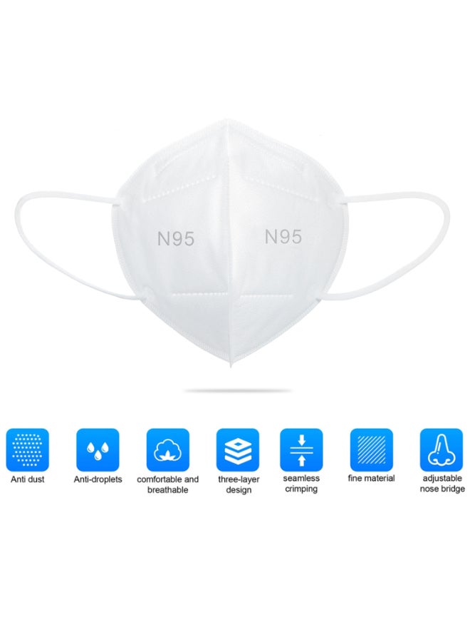 10-Piece N95 Disposable Soft Breathable Safety Mask White 20 x 10 x 10centimeter  - Image 2