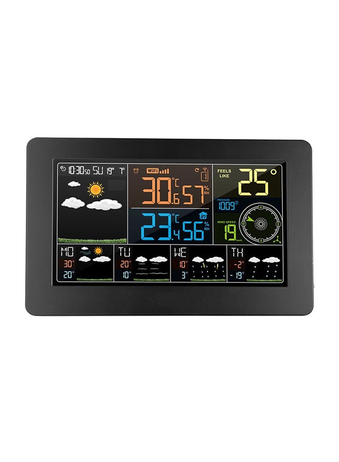 Multi-Functional Wi-Fi Weather Monitor Digital Clock With Sensor Black 24.9cm  - Image 3