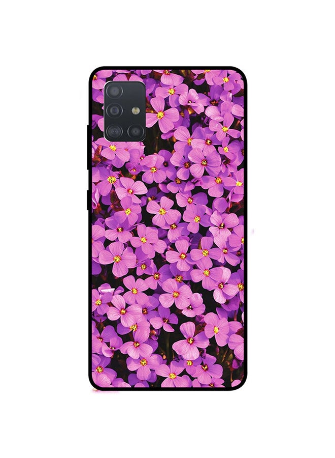 غطاء حماية واقي لهاتف سامسونج جالاكسي A71 بطبعة ورود بلون بنفسجي فاتح