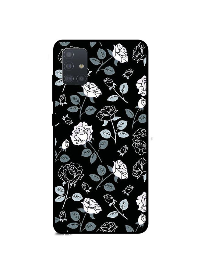 Protective Case Cover For Samsung Galaxy A71 White And Black Flower