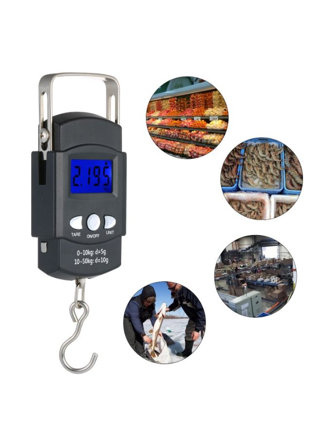 Portable Digital Backlit LCD Screen Fish Hook Hanging Luggage Scale Black  - Image 4