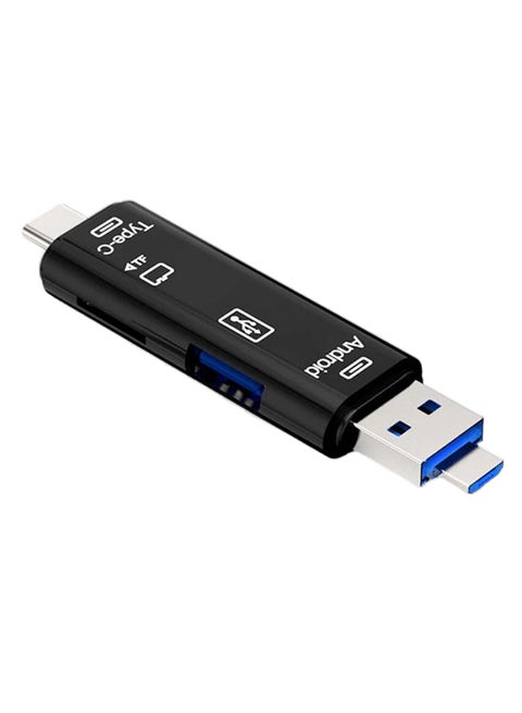 5-In-1 Micro USB Type-C OTG Card Reader Black/Silver