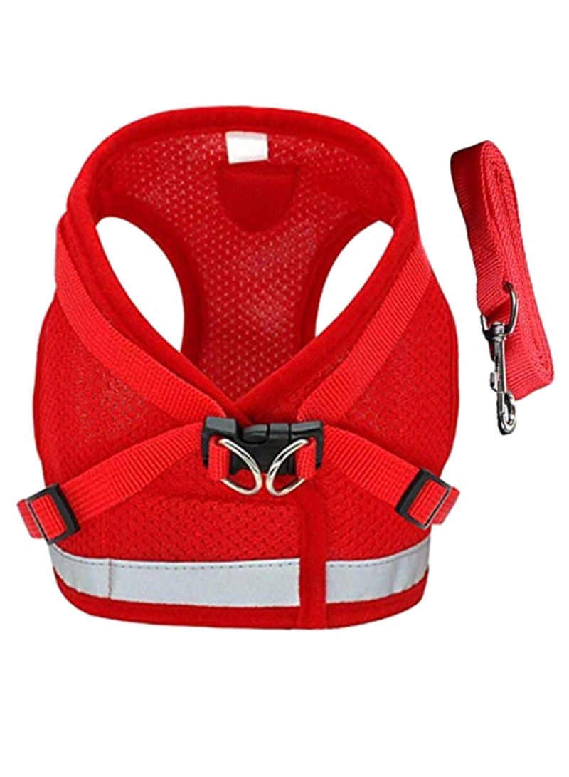 Breathable Soft Harness With Strap Red/White L - Image 1