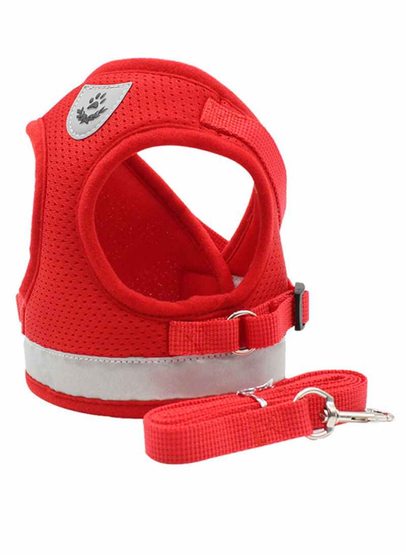 Generic Breathable Soft Harness With Strap Red/White M  - Image 2